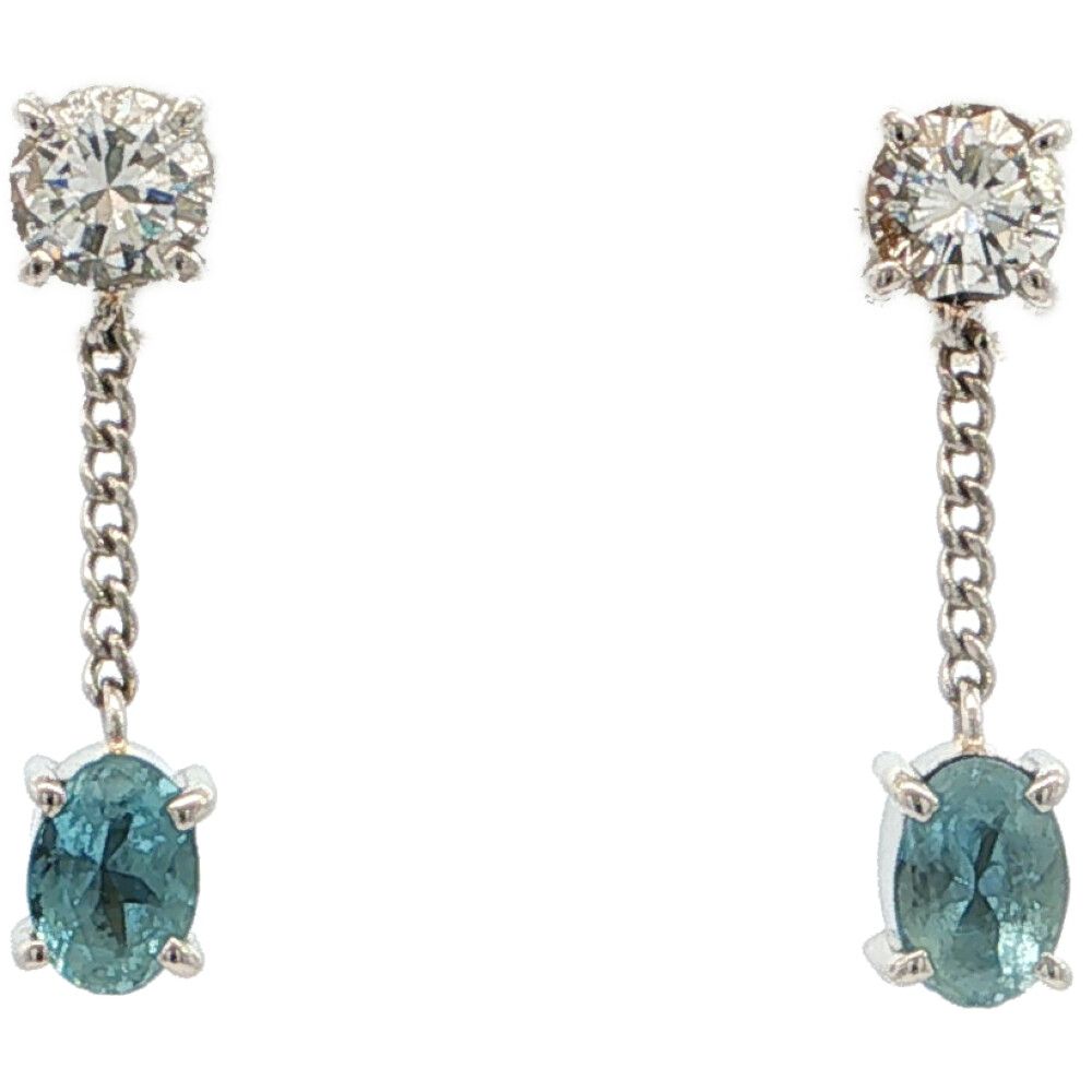 0.23ct 0.23ct ダイヤモンド スウィング アクワマリンピアス Pt900-2.9g プラチナ【♀】【S】【レディース】★■616615【中古】