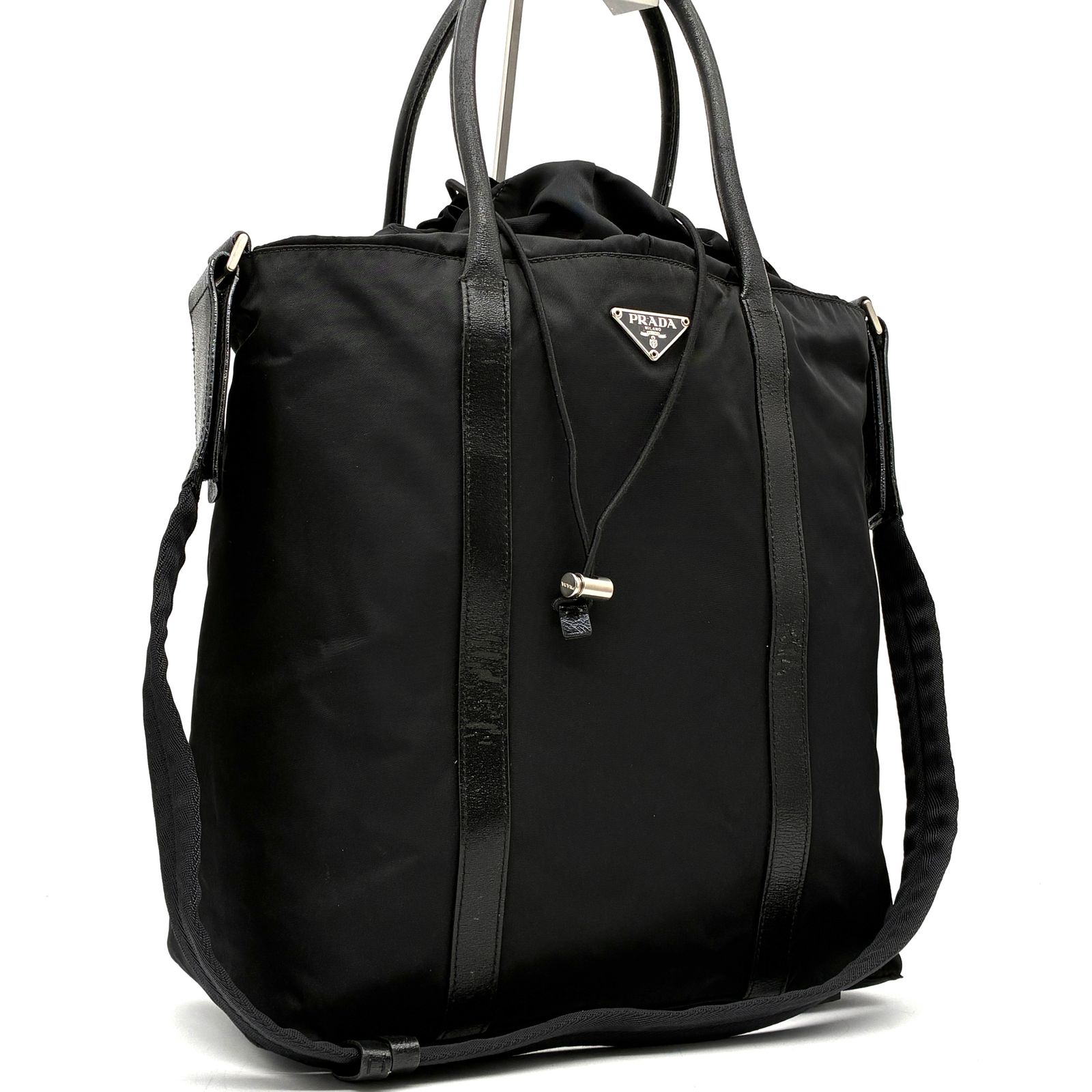 プラダ PRADA 2way トートバッグ ショルダーバッグ 巾着 三角ロゴ