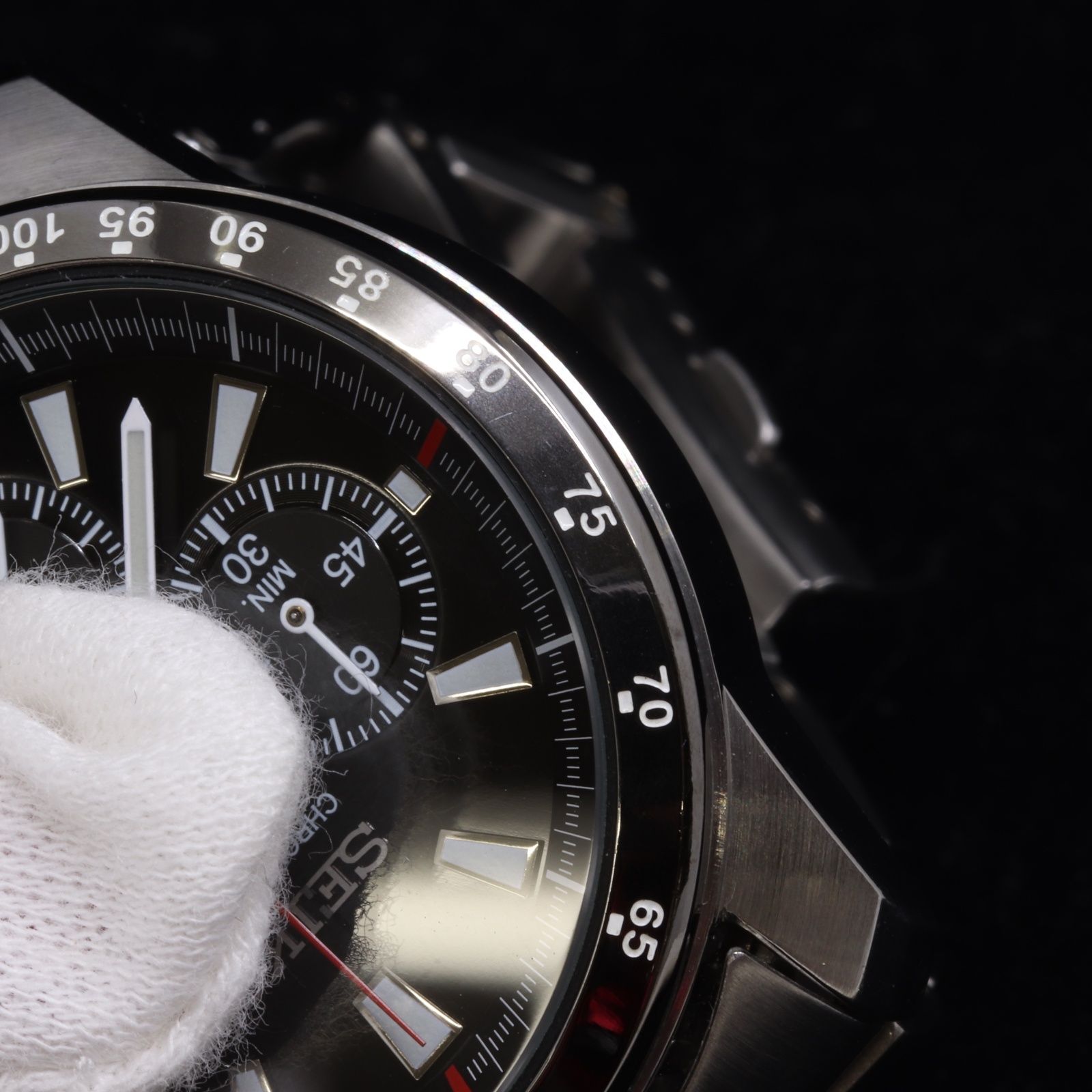 ITOR7S380Q5W SEIKO セイコー クロノグラフ 6T63-00D0 QZ 黒文字盤 