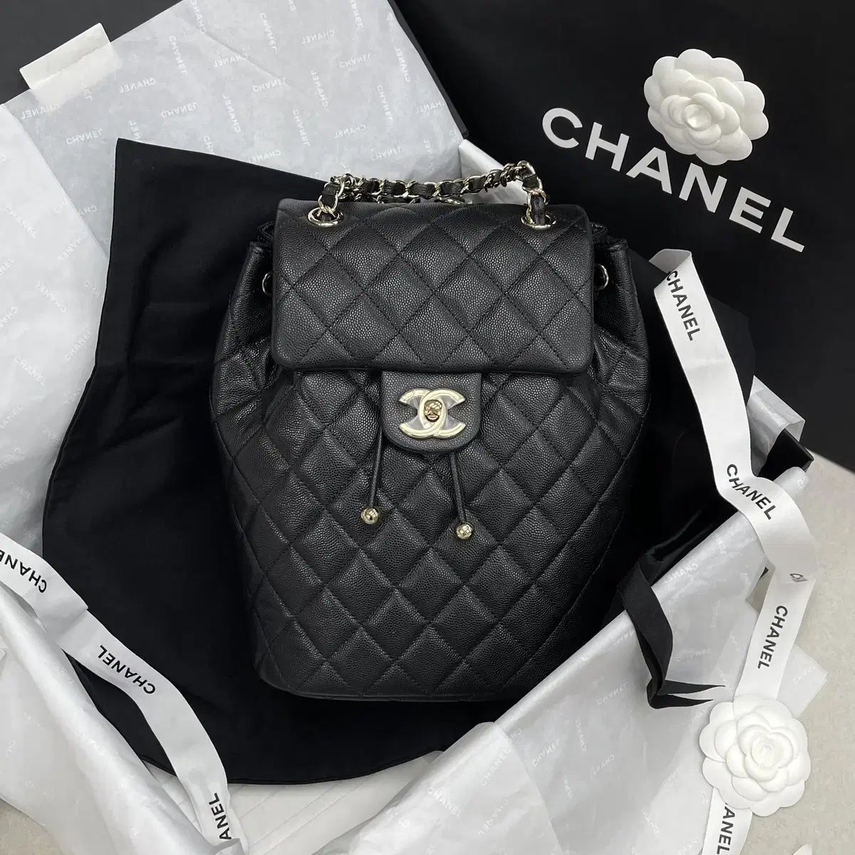 新品 CHANEL シャネル アーバン スピリット バックパック ブラック ゴールド AS4059