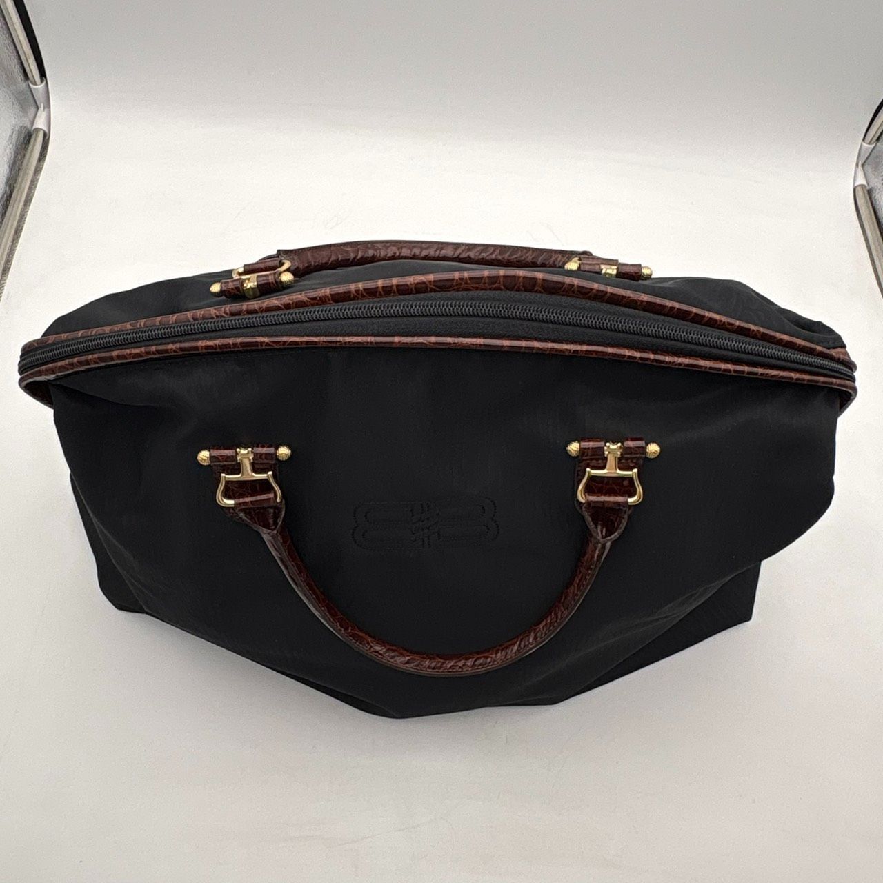 BALENCIAGA バレンシアガ ボストンバッグ ナイロン ブラック クロコ型