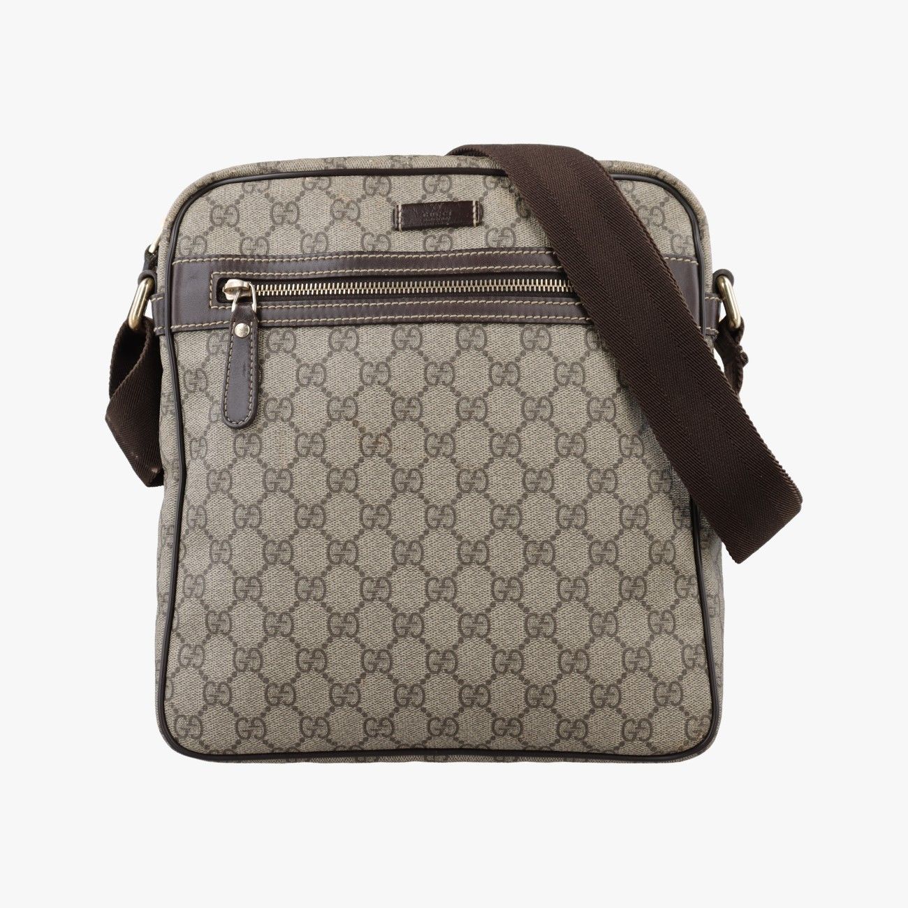 グッチGucciGGインプリメ メッセンジャー ベージュ×ブラウン PVCコーティングキャンバス×レザー 201448 F013949693