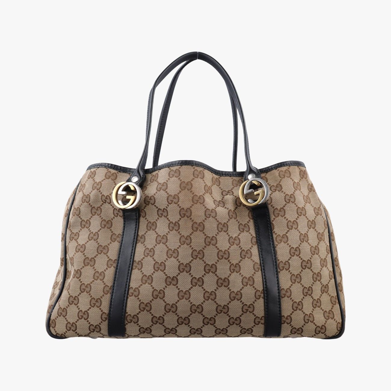 グッチGucciGGキャンバス GGツインズ ベージュ×ブラック キャンバス×レザー 232957 C6657718