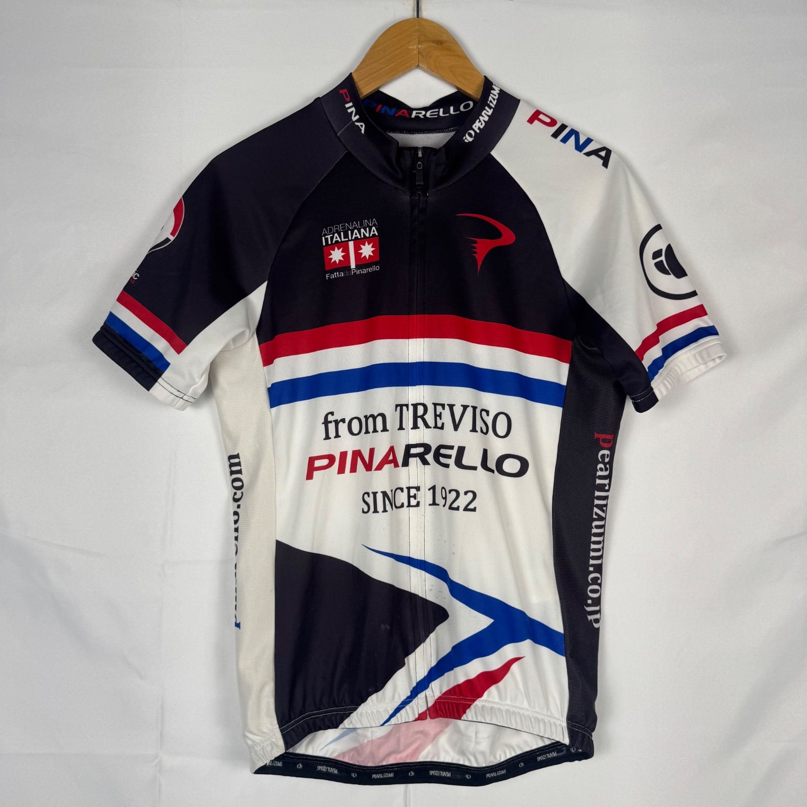PEARL IZUMI パールイズミ サイクルジャージ PINARELLO サイクリングウェア フルジップ ポリエステル100% 半袖 自転車 ロードバイク スポーツ ブラックメンズ M ホワイト NA133