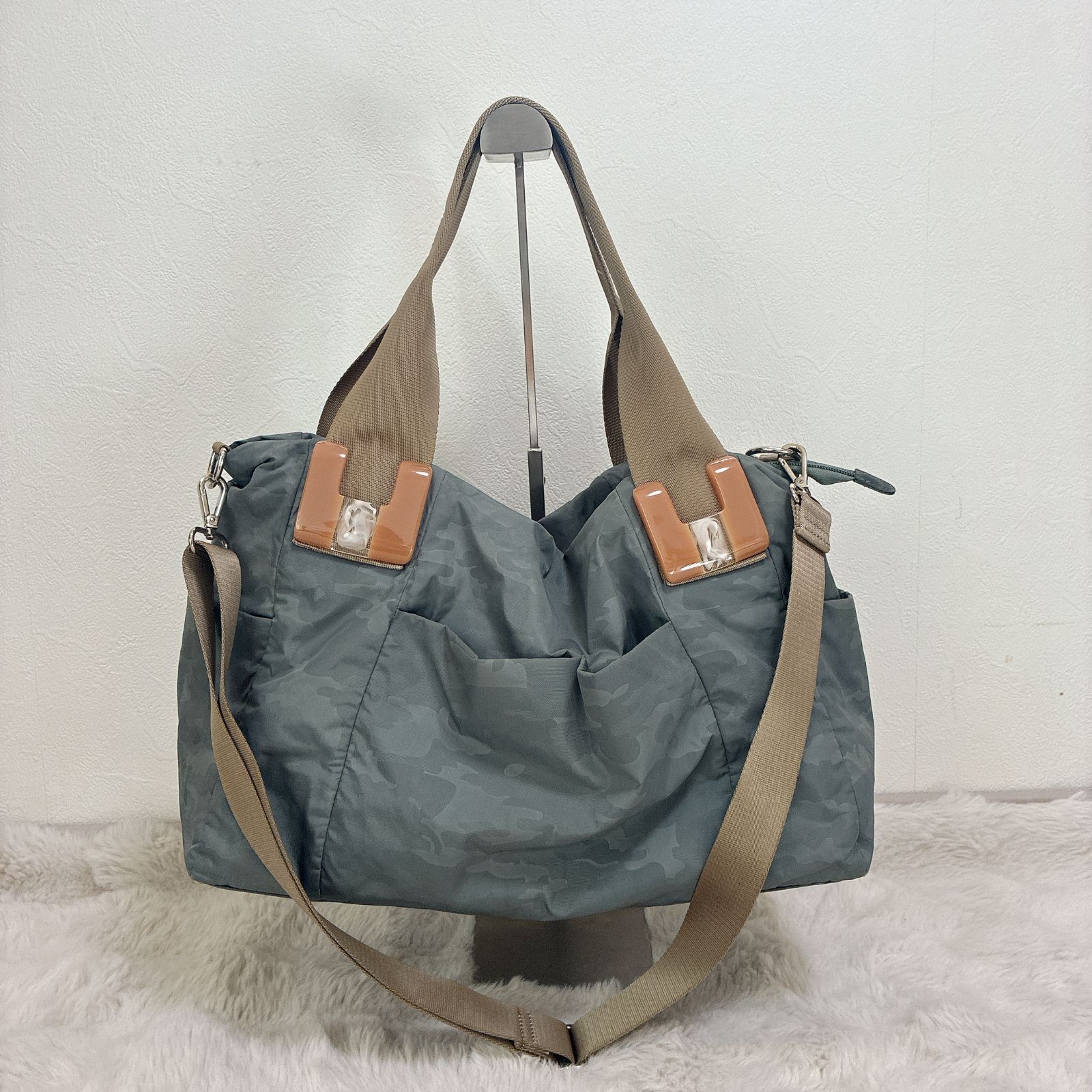 ear PAPILLONNER 2WAY バッグ ショルダー トート グリーン 大容量 