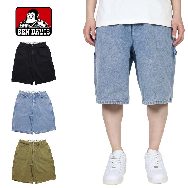 ベンデイビス デニムパンツ BEN DAVIS デニムショーツ ショートパンツ ハーフパンツ メンズ ジーンズ ブランド 大きいサイズ おしゃれ おすすめ 人気 黒 bendavis023