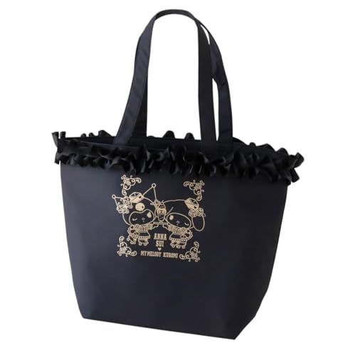 [ANNA SUI] 【アナスイ】 アナスイ × マイメロディ クロミ トートバッグ 限定コラボアート裏地付 ギャザーフリル (ブラック) 110608-0001-02Ju e074aa30