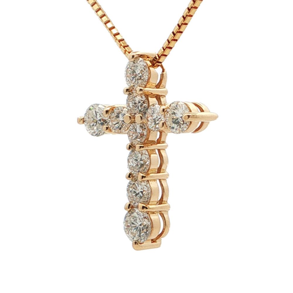 1.02ct クロスモチーフ ダイヤモンドネックレス ペンダント K18YG/750-4.8g イエローゴールド【♀】【S】【レディース】★■616619【中古】 1.02ct クロスモチーフ ダイヤモンドネックレス ペンダント K18YG/750-4.8g イエローゴールド【♀】【S】【レディース】★■616619【中古】