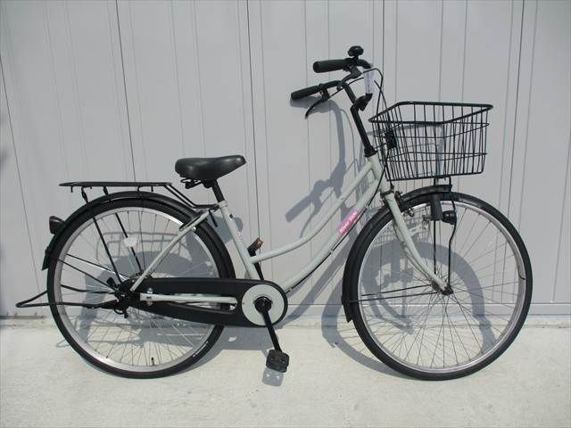 F179★限定特価★ 中古自転車 前後タイヤ新品付き　★整備済み★完成車発送★ 【26インチ　軽快車　グレー　LEDダイナモライト 】