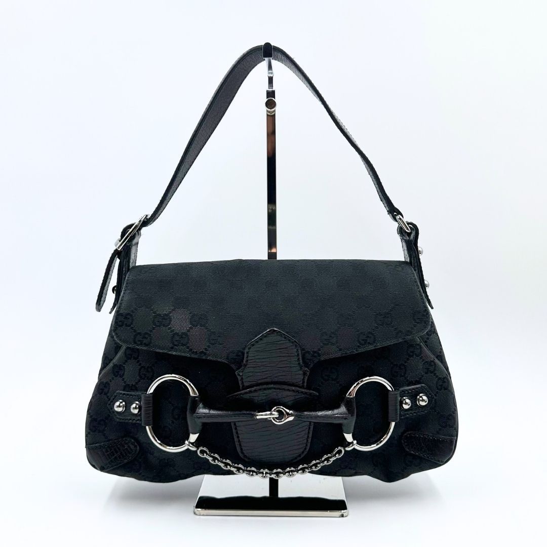 グッチ　ホースビット　ワンショルダーバッグ　GGキャンバス 美品】Gucci ホースビット GGキャンバス ショルダーバッグ - メルカリ