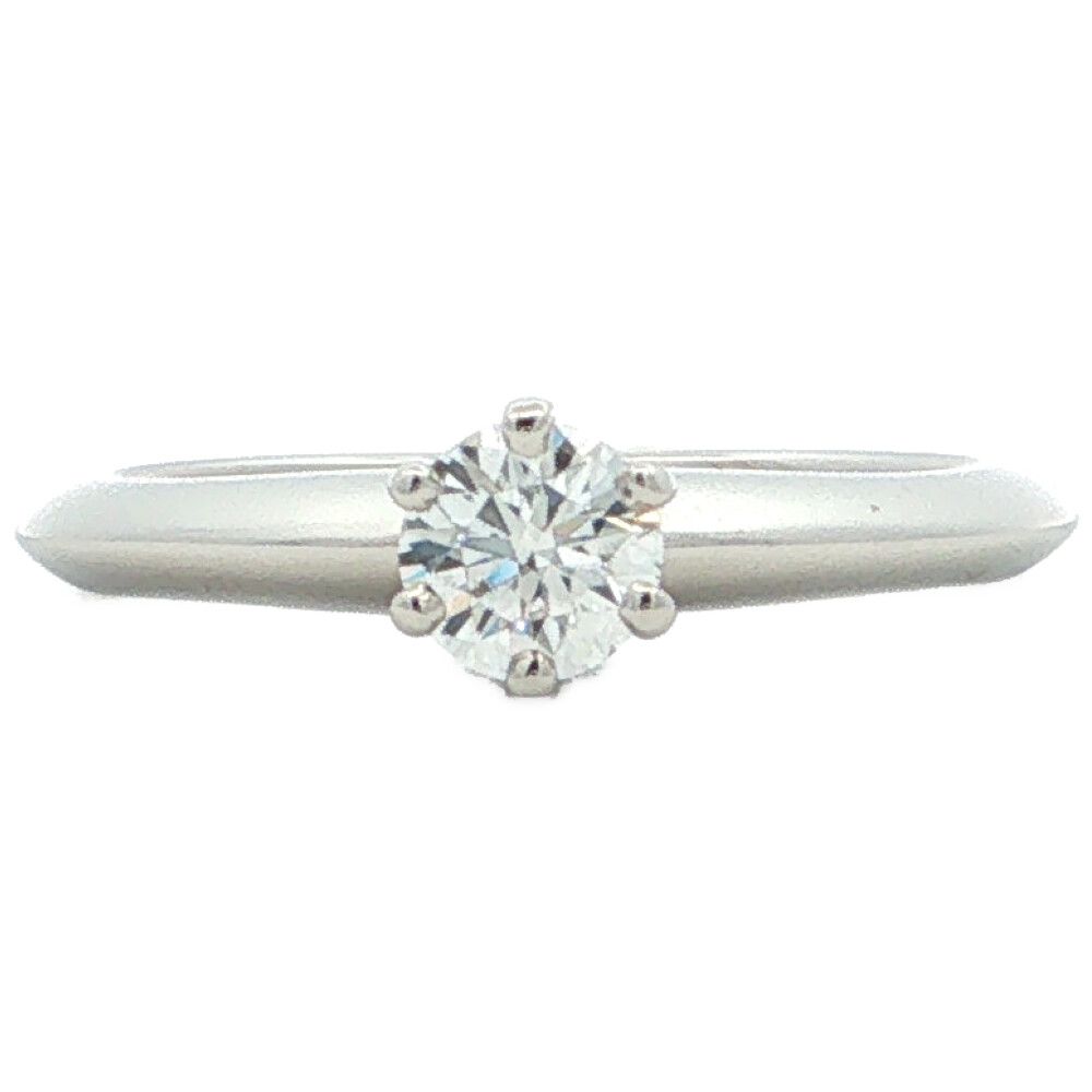 0.23ct TIFFANY ＆ Co. ティファニー 6本爪 ティファニーセッティング ダイヤモンドリング 指輪 Pt950-3.2g 4号 #44 プラチナ【♀】【S】【レディース】★■616379【中古】