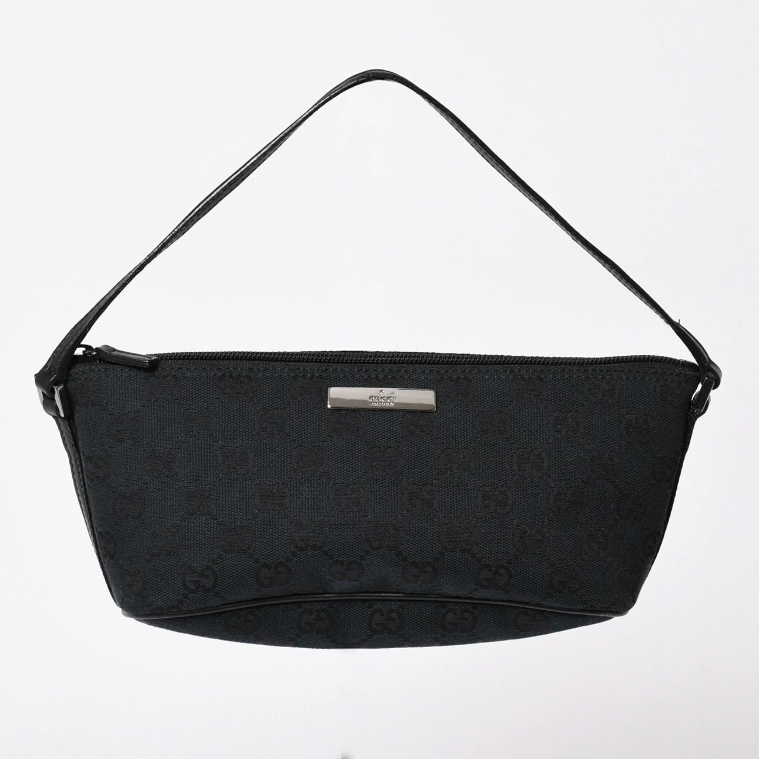 極美品 GUCCI グッチ Hand Bag ハンドバッグ 039・1103 Black ブラック GGキャンバス シルバー金具 中古 4a003699