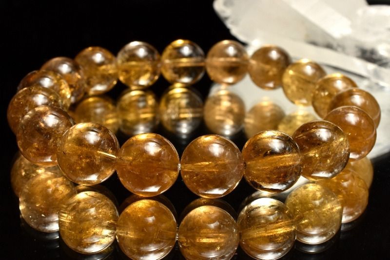 【１点物】AAコロンビア産◇スモーキーな黄金色彩 ゴールデンレムリアンシードクリスタル　11mm　グラデーション ブレスレット パワーストーン 天然石 _MD630