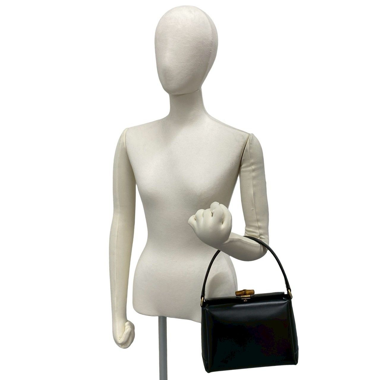 ！極美品！　GUCCI グッチ　ハンドバッグ　PVC 1A7 極 美品 GUCCI グッチ オールドグッチ ヴィンテージ バンブー レザー