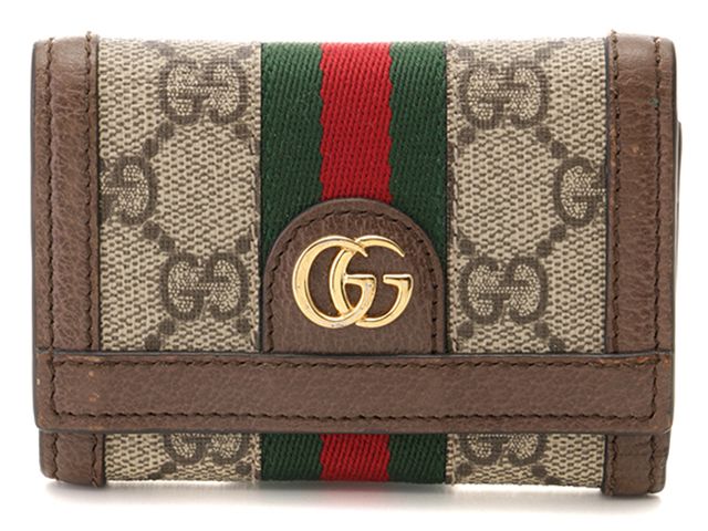 GUCCI　グッチ　オフィディア　GGスプリーム　三つ折財布　ベージュ/ダークブラウン　PVCコーティングキャンバス　644334【中古】【430】214740029523