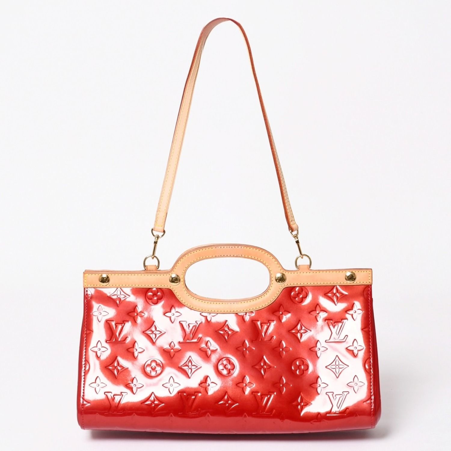 極美品 LOUIS VUITTON ルイヴィトン ロクスバリー ドライブ ハンドバッグ ワンショルダー M91987 モノグラムヴェルニ レッド ゴールド金具 中古 4a003477