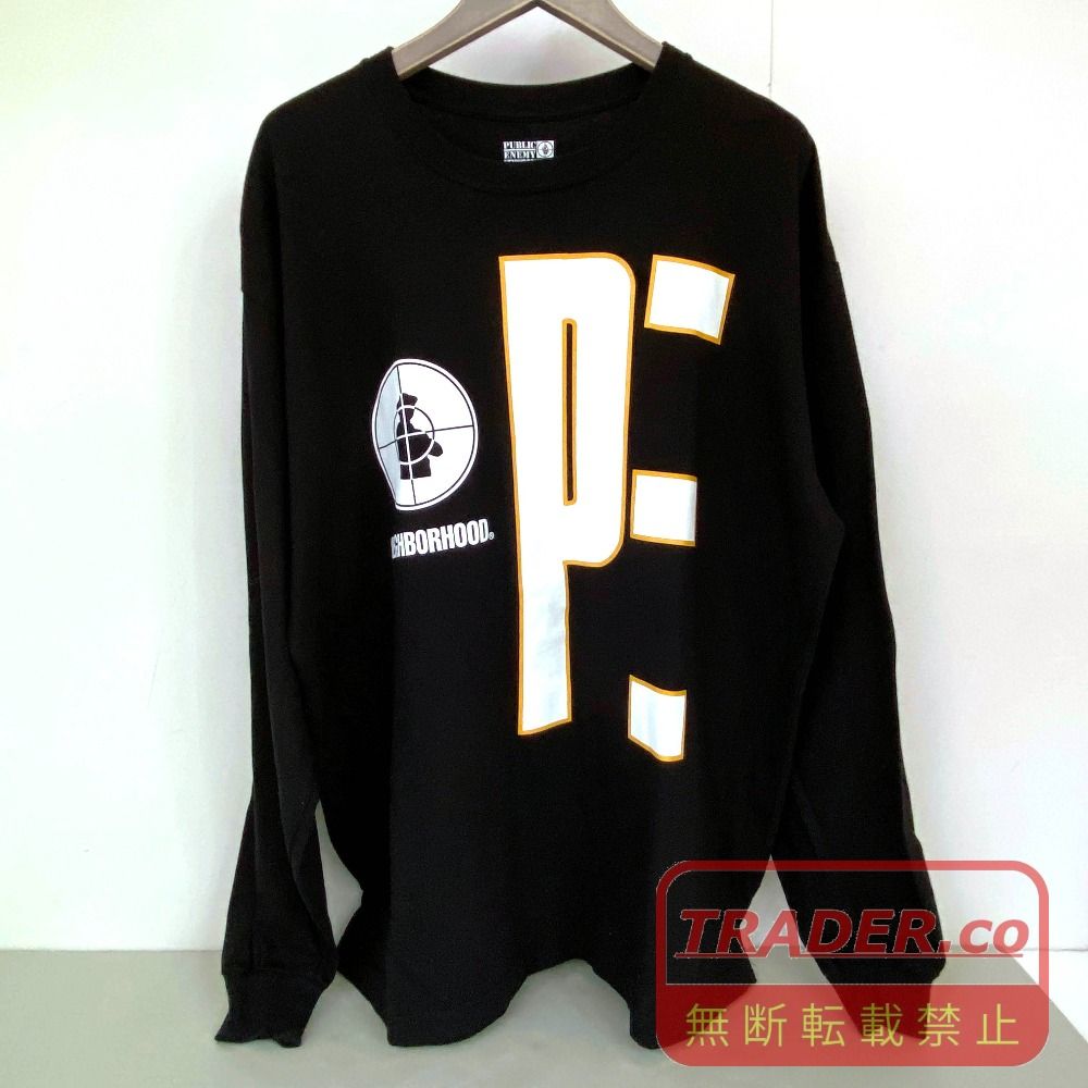 03w27145 NEIGHBORHOOD × PUBLIC ENEMY ネイバーフッド パブリック・エナミー コラボ ロングスリーブTシャツ ブラック 黒 サイズXL メンズ トップス ストリート 長袖Ｔシャツ
