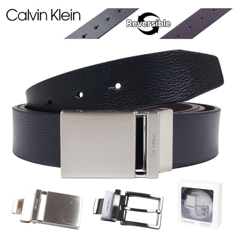 カルバンクライン ベルト CALVIN KLEIN バックルベルト レザーベルト CK プレゼント ギフト メンズ ブランド 大きいサイズ おしゃれ おすすめ 人気 黒 リバーシブル ck080 ブラック×ブラウン