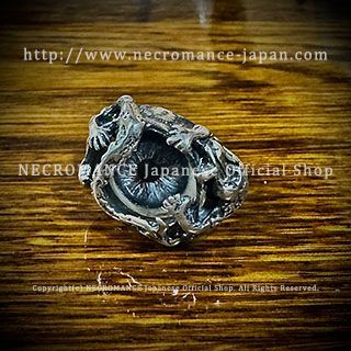 新品】シルバーロールドラゴン義眼リング 8号 <青/ブルー/Blue