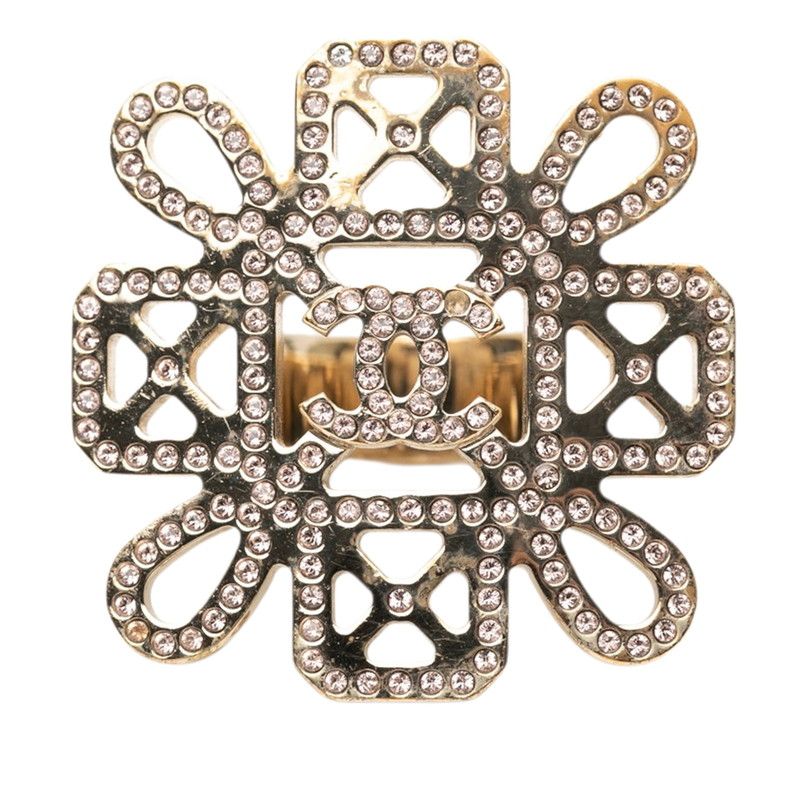 蓮*実様 CHANEL ブラウン アクリルリング ジャンク シャネル ココマーク リング 指輪 B17S ゴールド ピンク メッキ ライン