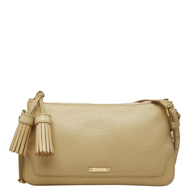 バーバリー ノバチェック 斜め掛け チェーン ショルダーバッグ タッセル ベージュ系 レザー レディース BURBERRY【1-0269753】