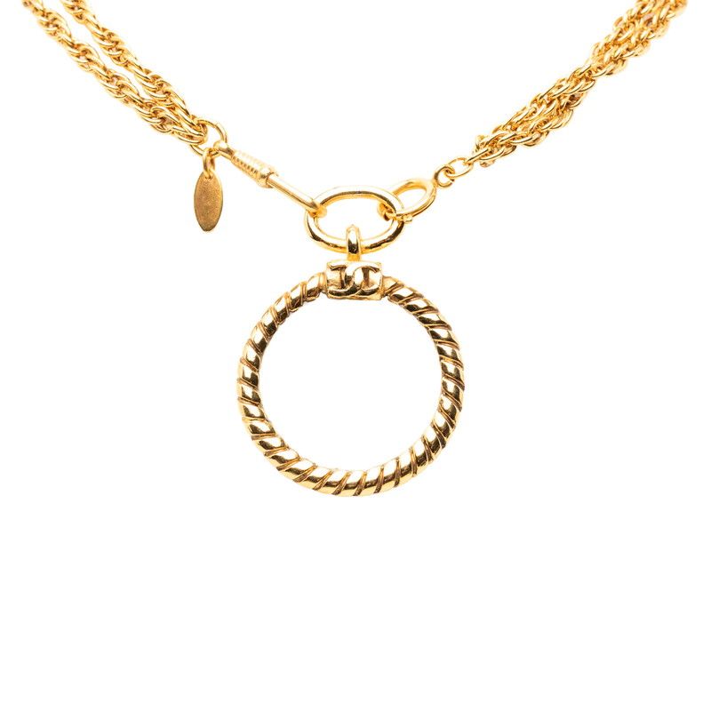 シャネル ヴィンテージ ココマーク ルーペ 拡大鏡 ペンダント チェーン ネックレス ゴールド メッキ レディース CHANEL【1-0270470】