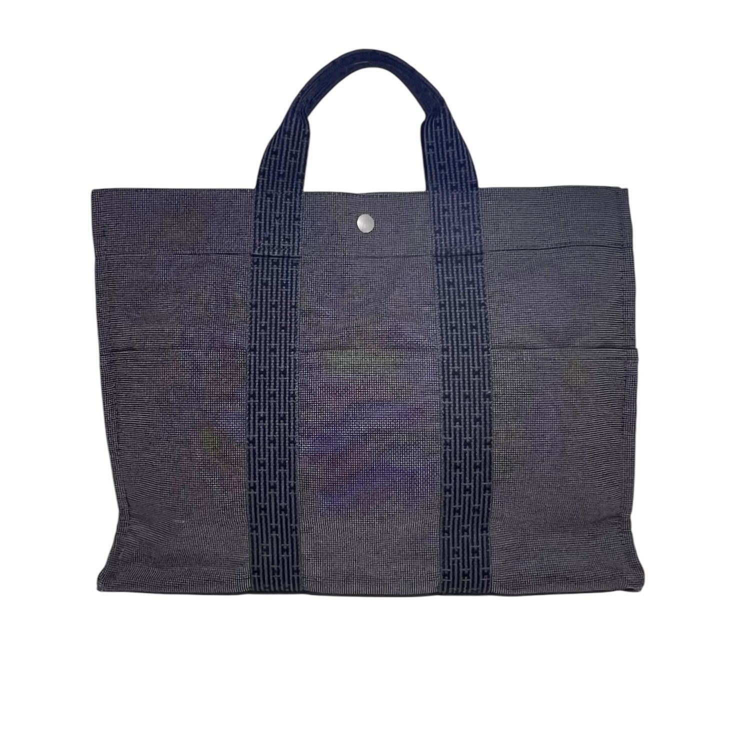 HERMES【エルメス】 エールライントートMM グレー キャンバス トートバッグ カギ欠品