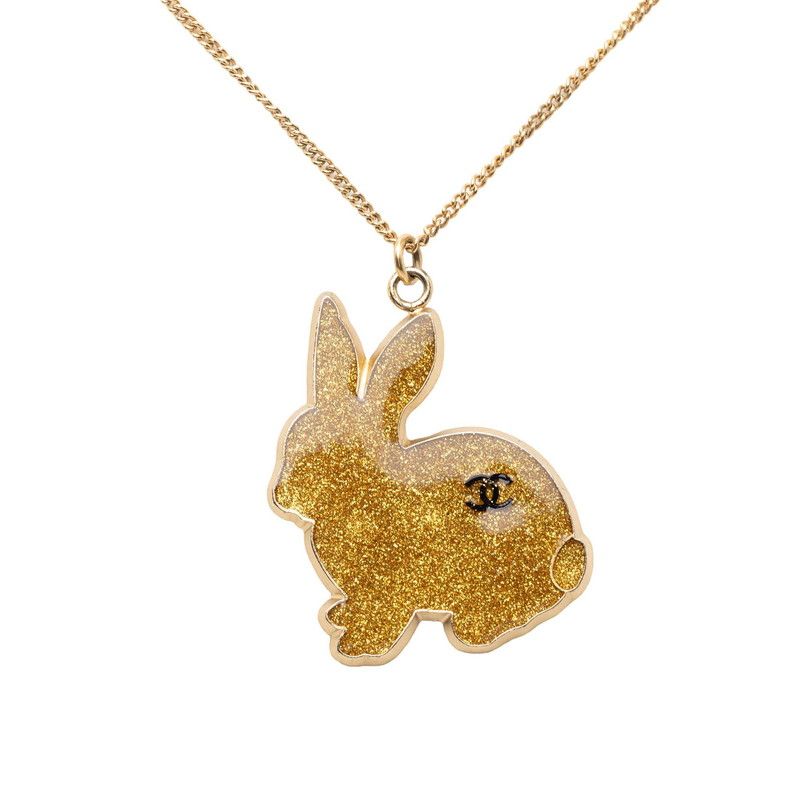 シャネル うさぎ ラビット ココマーク ペンダント ネックレス 05A ゴールド メッキ レディース CHANEL【1-0270673】