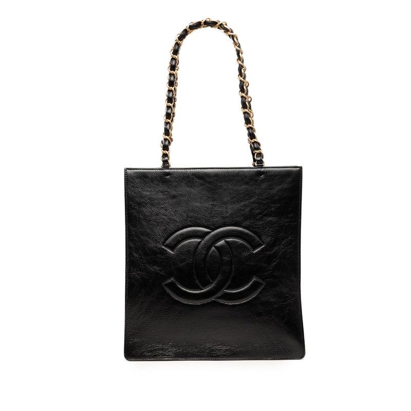 シャネル ココマーク チェーン トートバッグ ショルダーバッグ ブラック レザー レディース CHANEL【1-0270911】