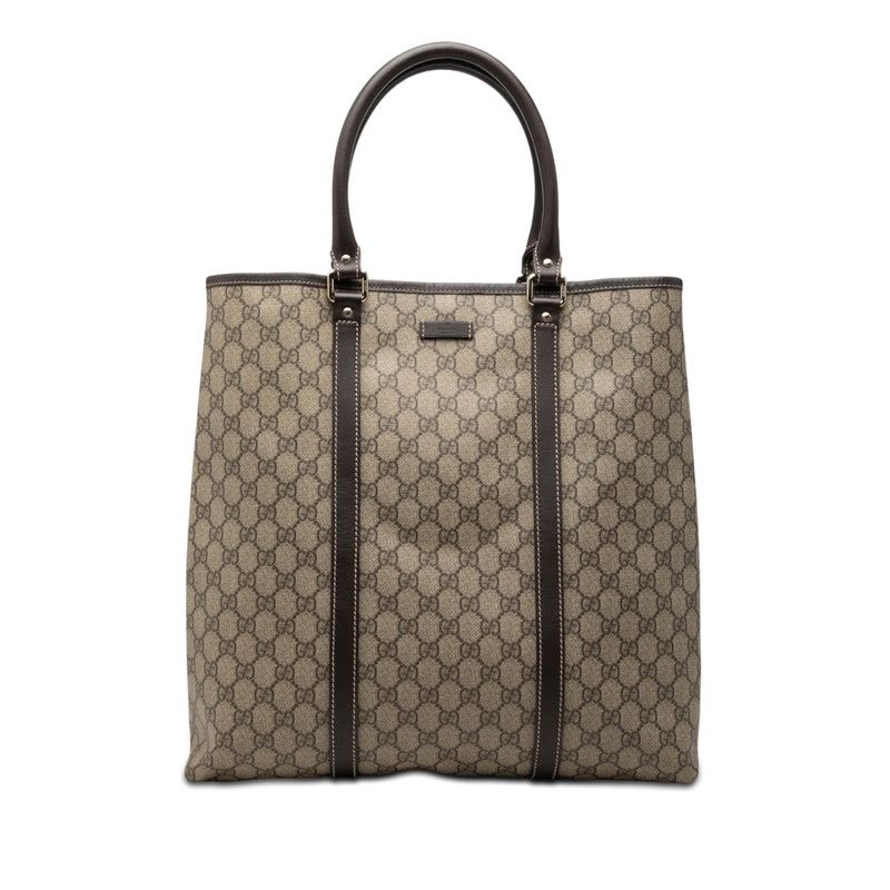 グッチ GGスプリーム トートバッグ 223668 ベージュ ブラウン PVC レザー レディース GUCCI【1-0270916】