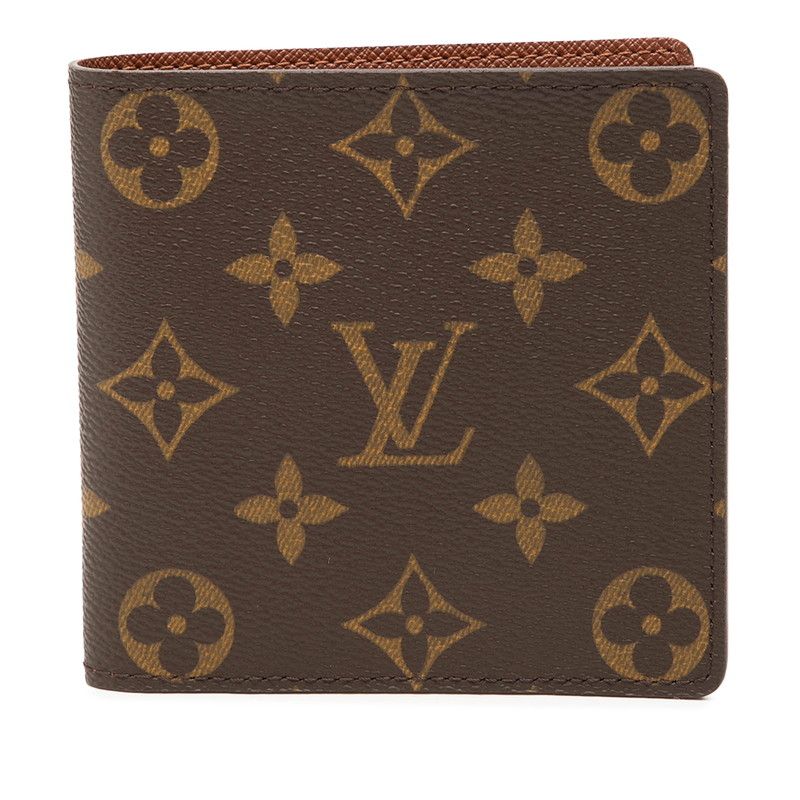 ルイ ヴィトン モノグラム ポルトフォイユ マルコ 二つ折り財布 M61675 ブラウン PVC レザー レディース LOUIS VUITTON【1-0271040】