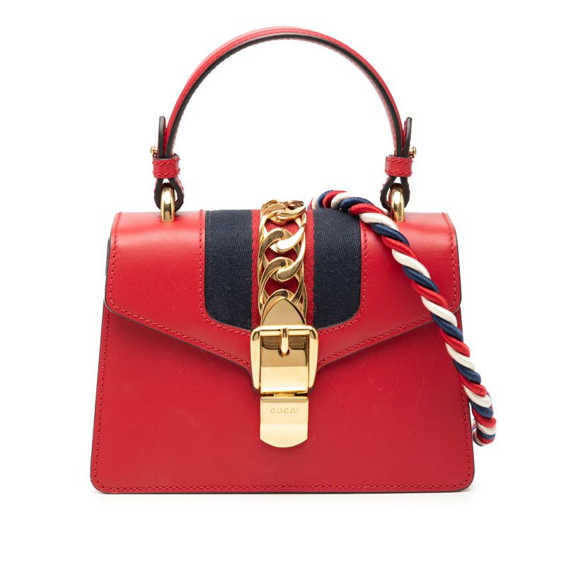 グッチ シルヴィ ミニハンドバッグ ショルダーバッグ 2WAY 470270 レッド レザー レディース GUCCI【1-0271719】