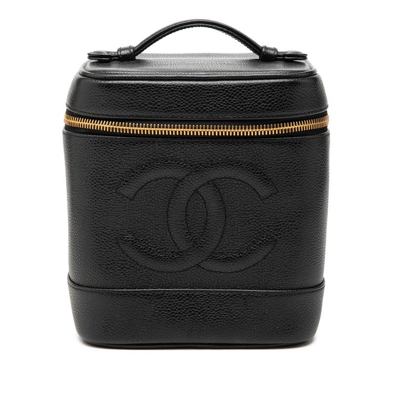 シャネル ココマーク バニティバッグ ハンドバッグ A01998 ブラック キャビアスキン レディース CHANEL【1-0271889】