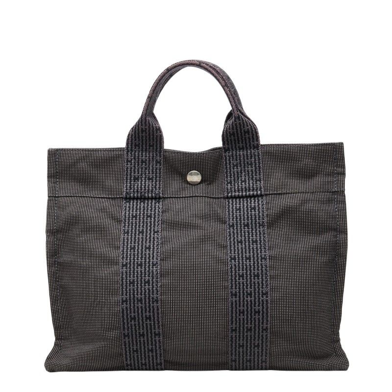 エルメス エールラインPM ハンドバッグ トートバッグ グレー キャンバス レディース HERMES【1-0272155】