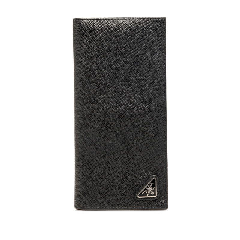 プラダ 三角ロゴプレート 長財布 ブラック サファイアレザー レディース PRADA【1-0272169】