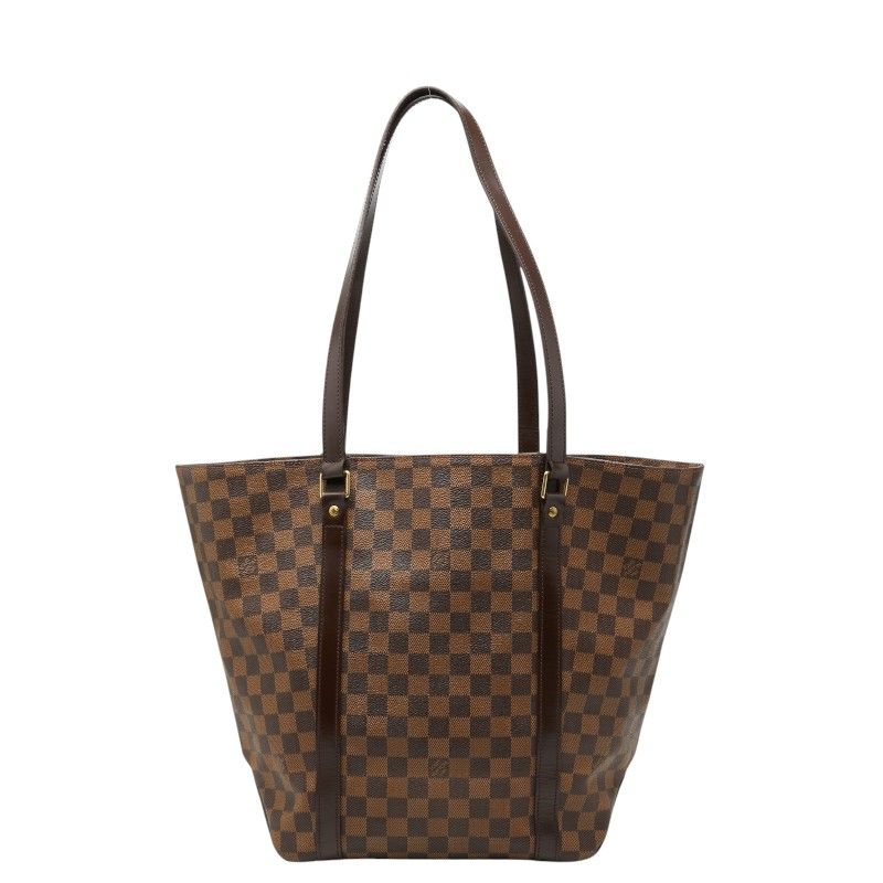 ルイ ヴィトン ダミエ サック ショッピング トートバッグ ショルダー ブラウン PVC レザー レディース LOUIS VUITTON【1-0274467】