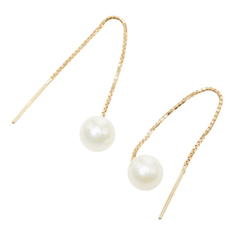 ロングピアス ピアス 真珠 K18YG イエローゴールド レディース【1-0274582】
