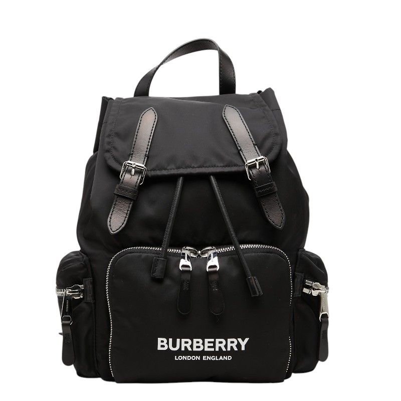 バーバリー ロゴプリント リュック バックパック 8011617 ブラック カーフ ナイロン レディース BURBERRY【228-75599】