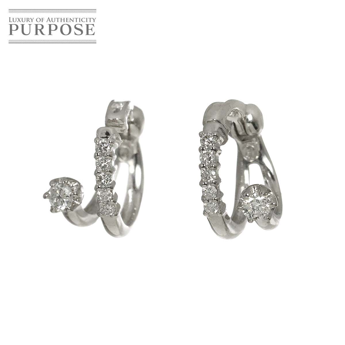 ダイヤ 0.10ct/0.10ct イヤリング K14 WG White Gold 585 Diamond Earrings Clip on 90324858
