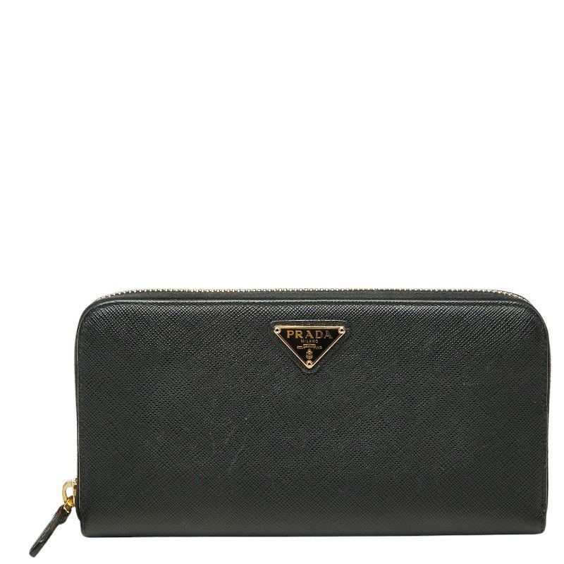 プラダ 三角ロゴプレート 長財布 ブラック サフィアーノレザー レディース PRADA【1-0276578】