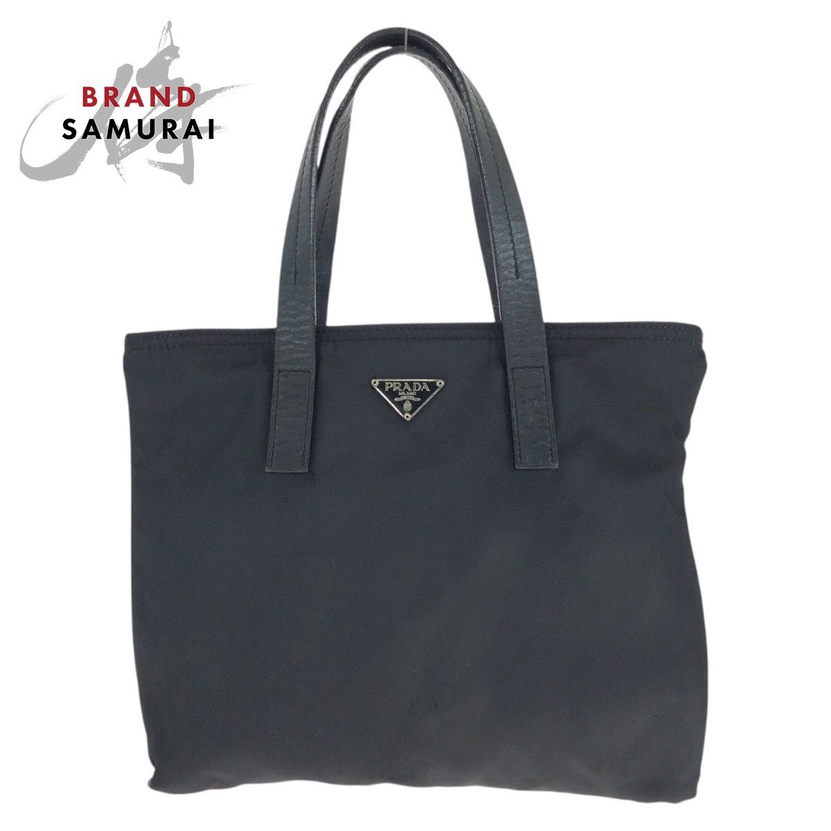 美品 PRADA プラダ テスート 三角ロゴプレート ブラック 黒 シルバー金具 ナイロン/レザー ハンドバッグ 男女兼用 レディース 601898【中古】