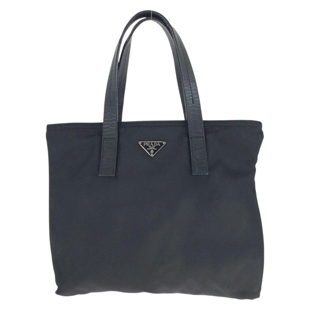 美品 PRADA プラダ テスート 三角ロゴプレート ブラック 黒 シルバー