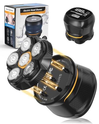 【新品】スキンヘッド用シェーバー 6D フロートヘッド マグネット着脱 回転式 スキンヘッド用バリカン メンズ電動シェーバー IPX6 防水 乾湿両用 LED ディスプレイ TYPE-C 急速充電 父や夫への贈り物 604c967a