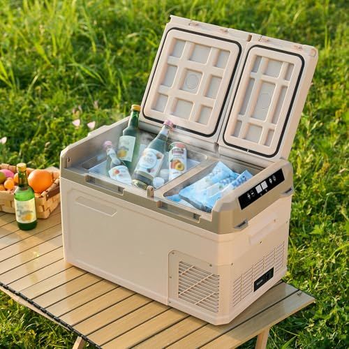 【新品】【急速冷却・保温機能】SKK 車載冷蔵庫 25L ポータブル冷蔵庫 -20℃?25℃ 温度調節 ダブルドア 冷蔵 12V/24V AC/DC電源対応 メモリー機能 アウトドア キャンプ バーベキュー 釣り 耐久性 耐震性 【日本企業】 583c44a2