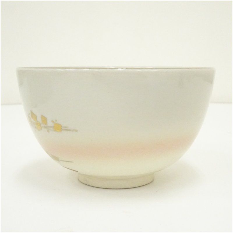 京焼 川添寿楽造 色絵独楽茶碗（紙箱） 茶道 抹茶 おしゃれ 抹茶茶碗