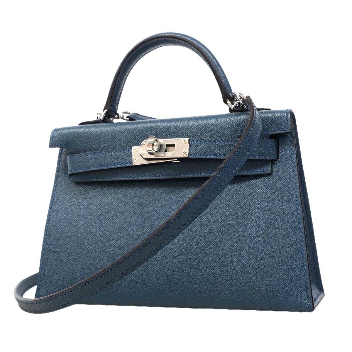 【6fa1752-g】エルメス ハンドバッグ ミニケリー2 マダム ブルートンペット シルバー金具 G刻印 2wayバッグ【中古】レディース