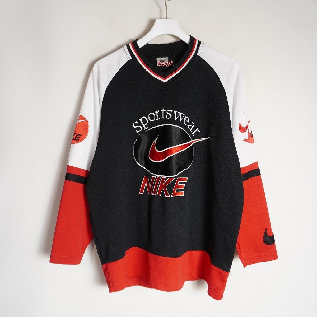 希少 90s NIKE ナイキ 長袖 ホッケー ゲーム シャツ メッシュ カットソー USA製 ヴィンテージ ビンテージ ブラック 黒 3503Q★2
