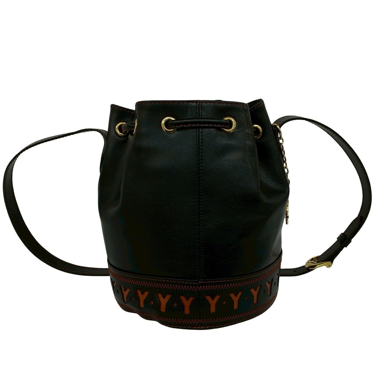 極 美品 YVES SAINT LAURENT イヴサンローラン YSL ロゴ 金具 カット 