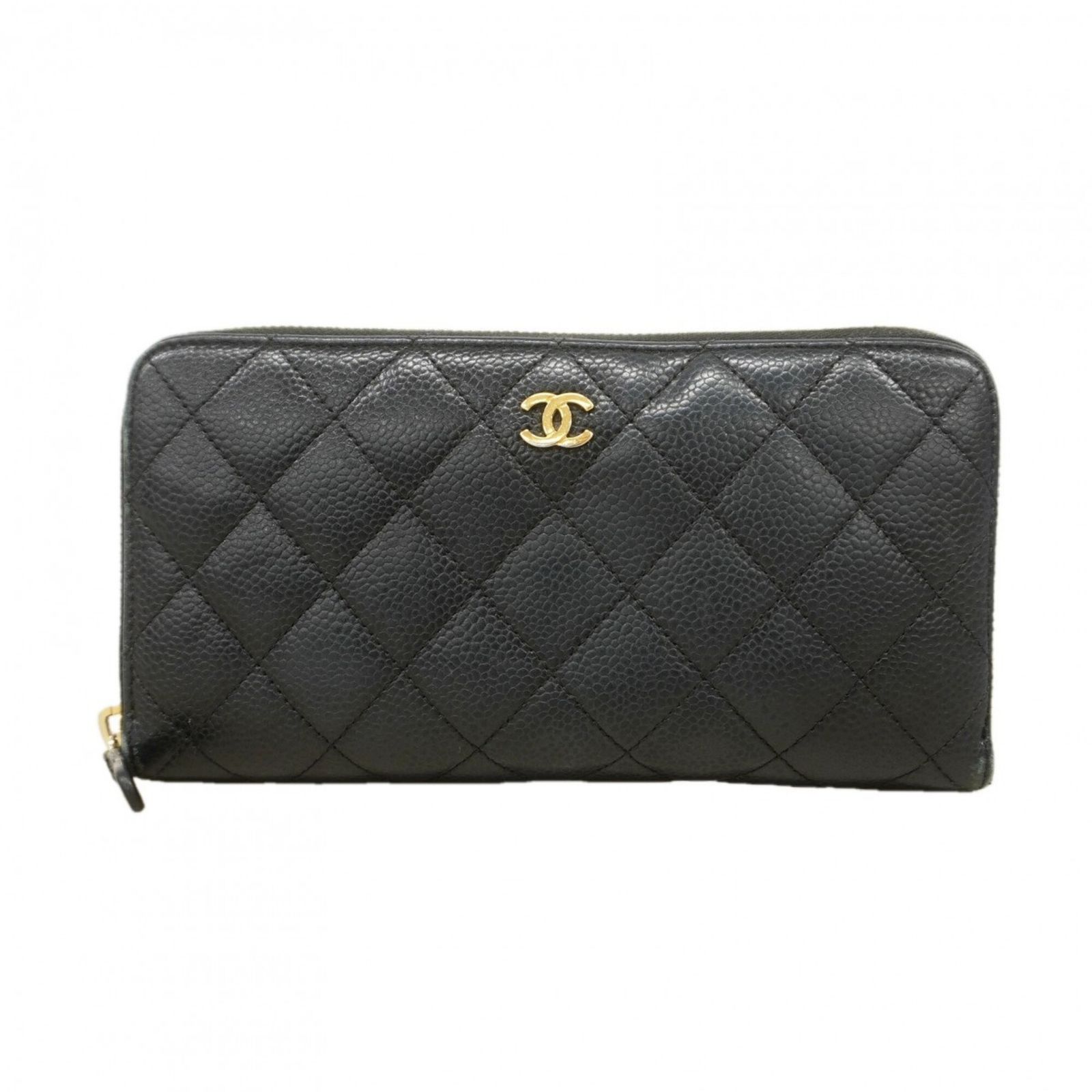 シャネル(Chanel) シャネル 長財布 マトラッセ キャビアスキン ブラック レディース