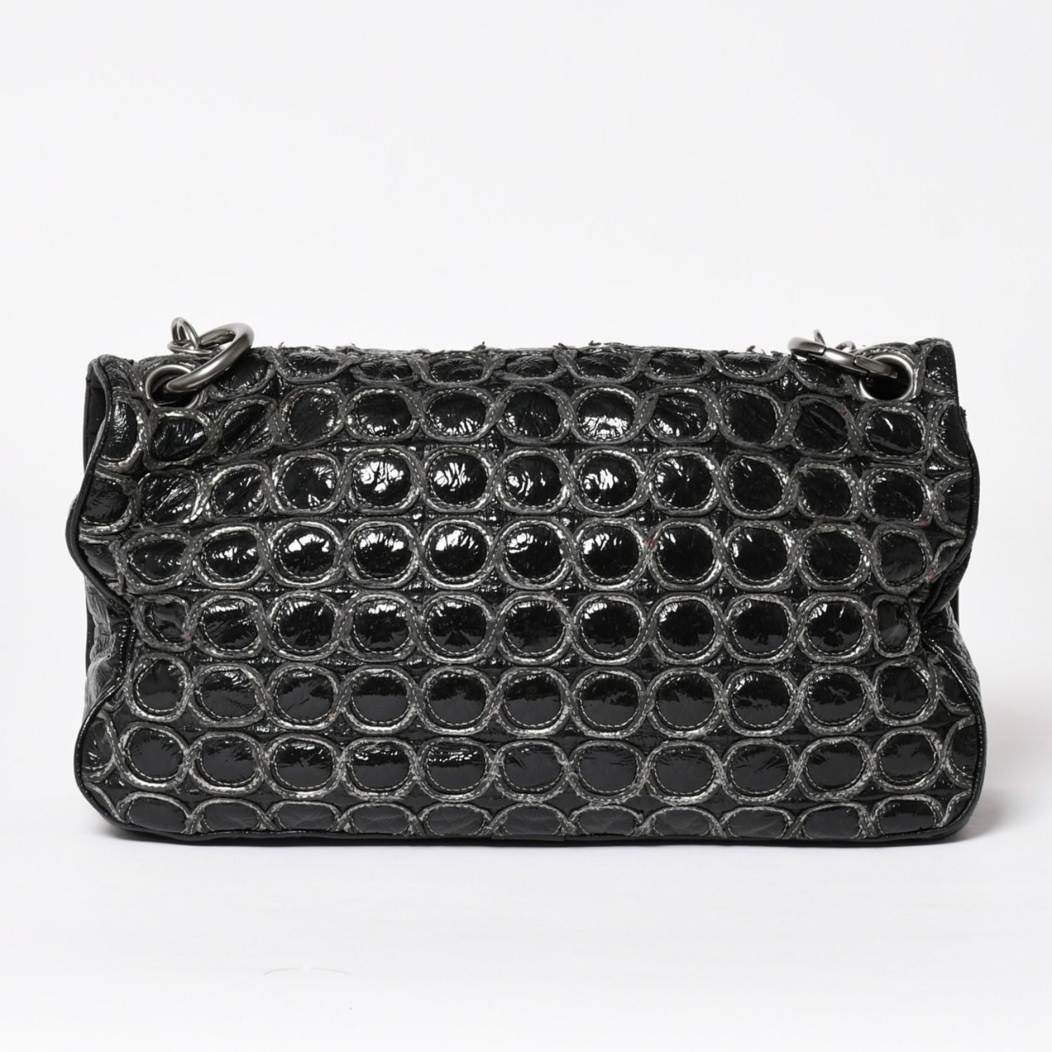 CHANEL ブラック パテントレザー ショルダーバッグ CHANEL シャネル チェーンショルダーバッグ 12番台 パテントレザー